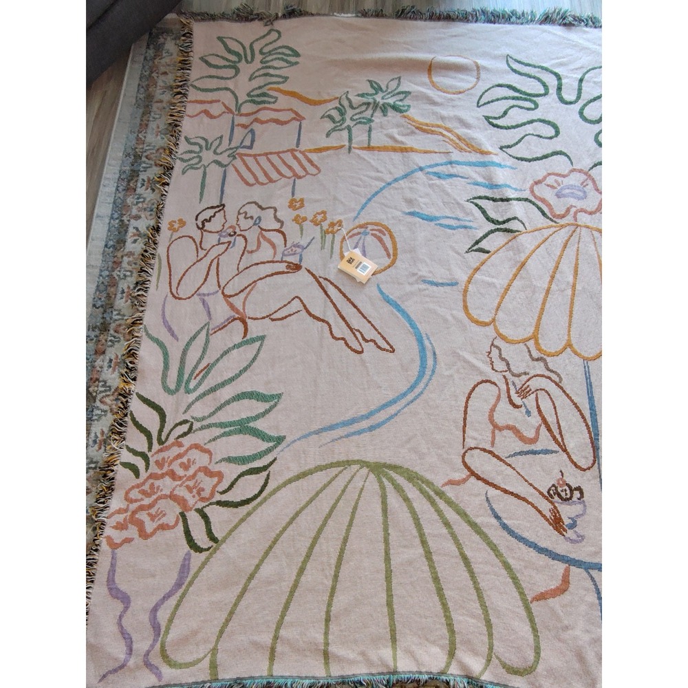 Slowdown Studio Paloma Throw Maggie Stephenson Cotton Woven Blanket 54x70 NEW - Picture 3 of 10